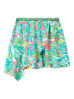 Benetton Kids' Crepe Asymmetric Skirt, Green/Multi