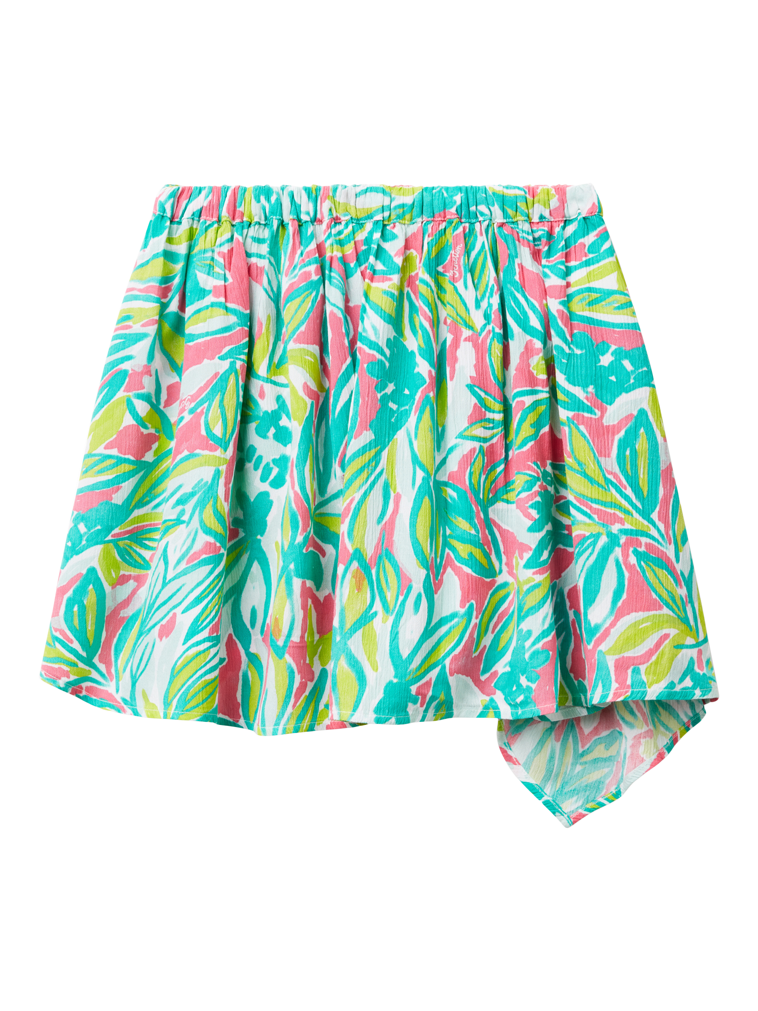 Product image 2 of 3, which shows Benetton Kids' Crepe Asymmetric Skirt, Green/Multi, 6-7 years
