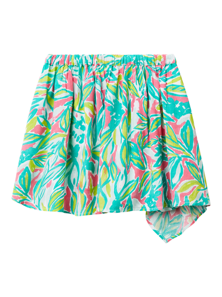 Benetton Kids' Crepe Asymmetric Skirt - view 2, Green/Multi