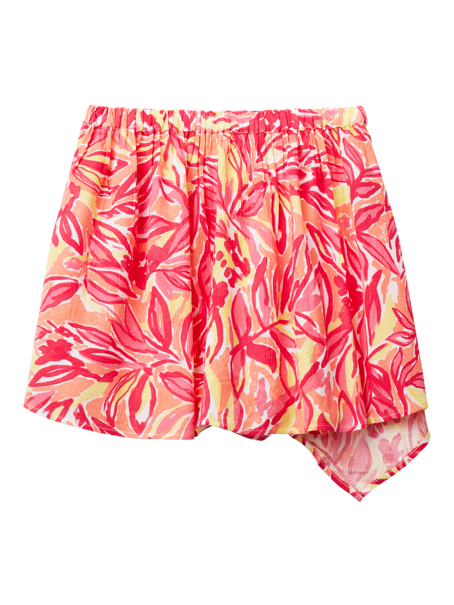 Product image 2 of 3, which shows Benetton Kids' Crepe Asymmetric Skirt, Red/Multi, 6-7 years