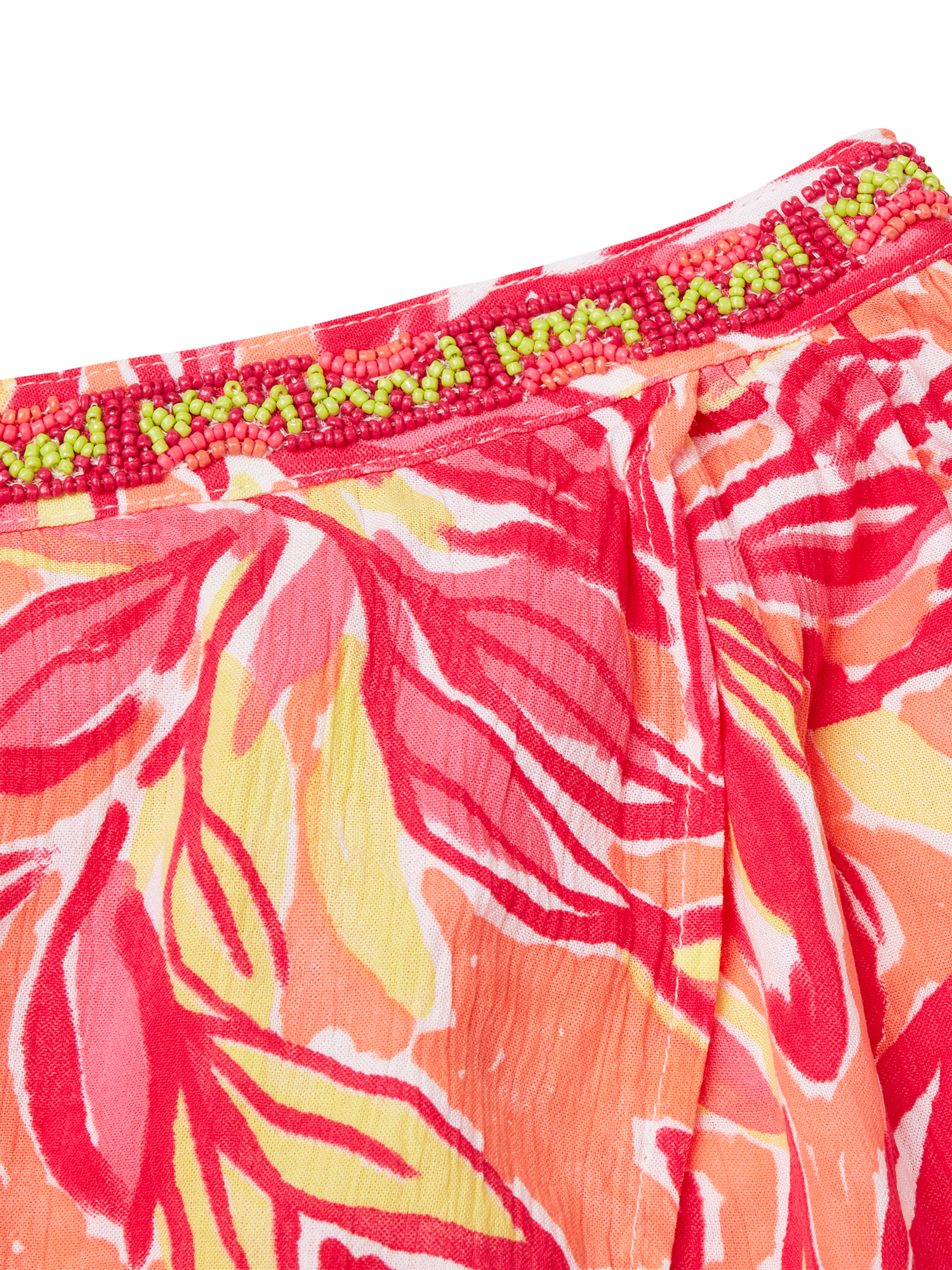 Product image 3 of 3, which shows Benetton Kids' Crepe Asymmetric Skirt, Red/Multi, 6-7 years