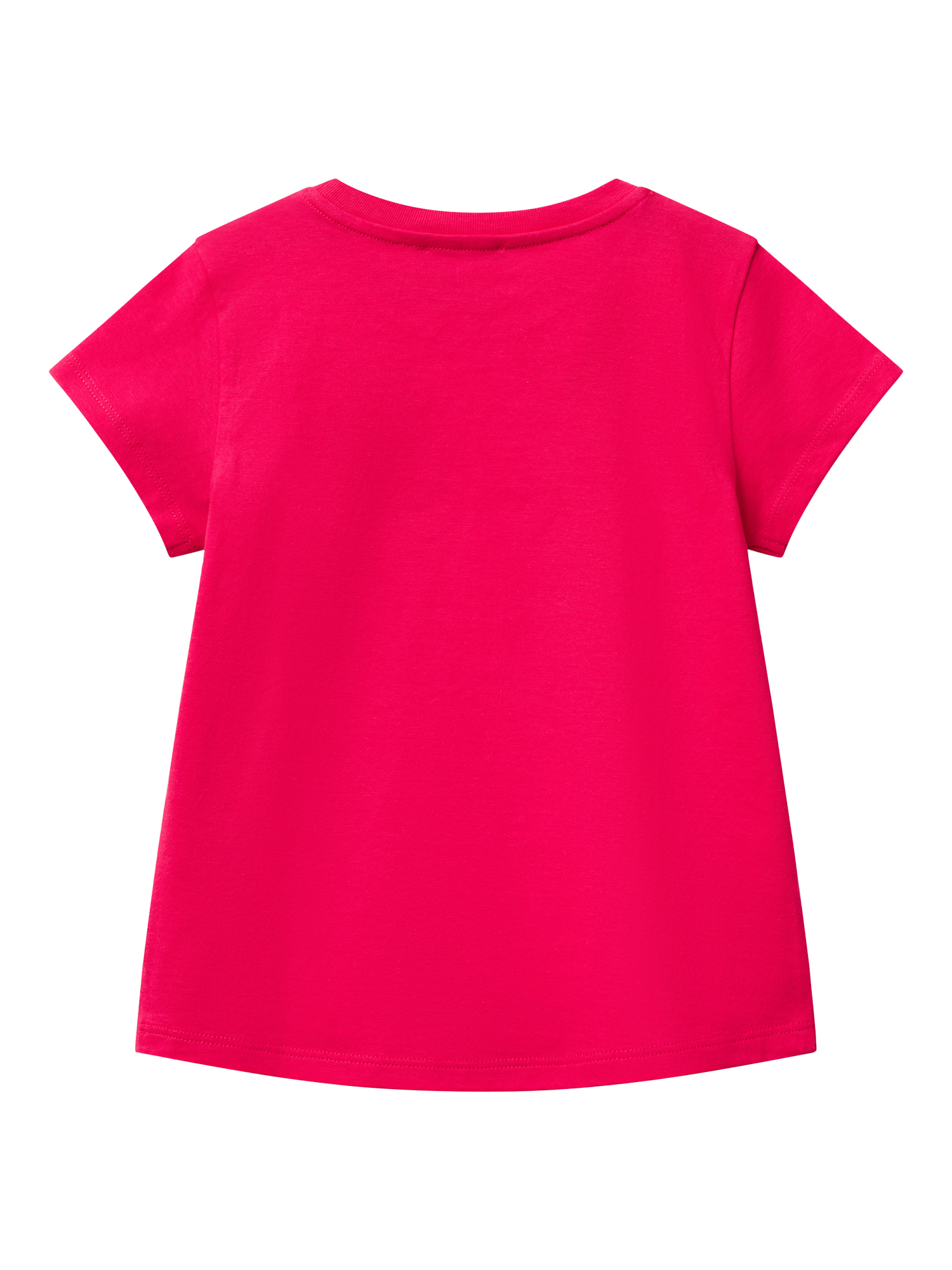 Product image 2 of 3, which shows Benetton Kids' Cotton Sequin Embellished Short Sleeved T-Shirt , Fuchsia, 3-4 years