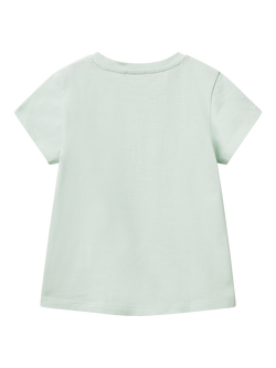 Benetton Kids' Cotton Sequin Sunglasses T-Shirt, Teal Green - view 2, Teal Green