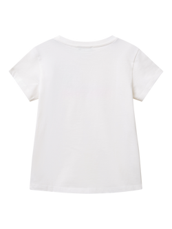 Benetton Kids' Cotton Sequin Balloon T-Shirt, Optical White - view 2, Optical White
