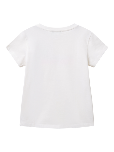 Benetton Kids' Cotton Sequin Balloon T-Shirt, Optical White - view 2, Optical White