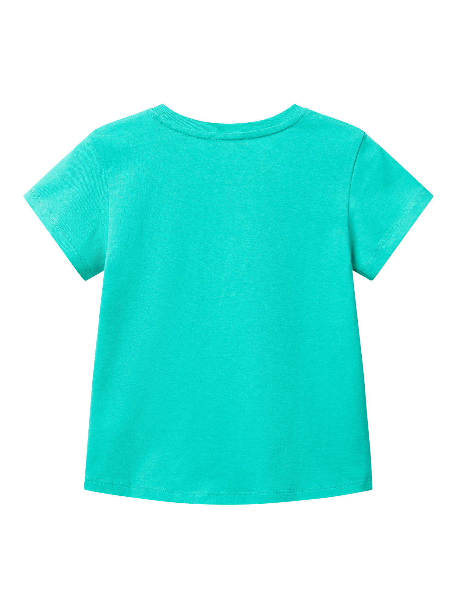 Product image 2 of 3, which shows Benetton Kids' Cotton Sequin Embellished Short Sleeved T-Shirt, Teal Green, 3-4 years