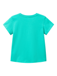 Benetton Kids' Cotton Sequin Embellished Short Sleeved T-Shirt, Teal Green