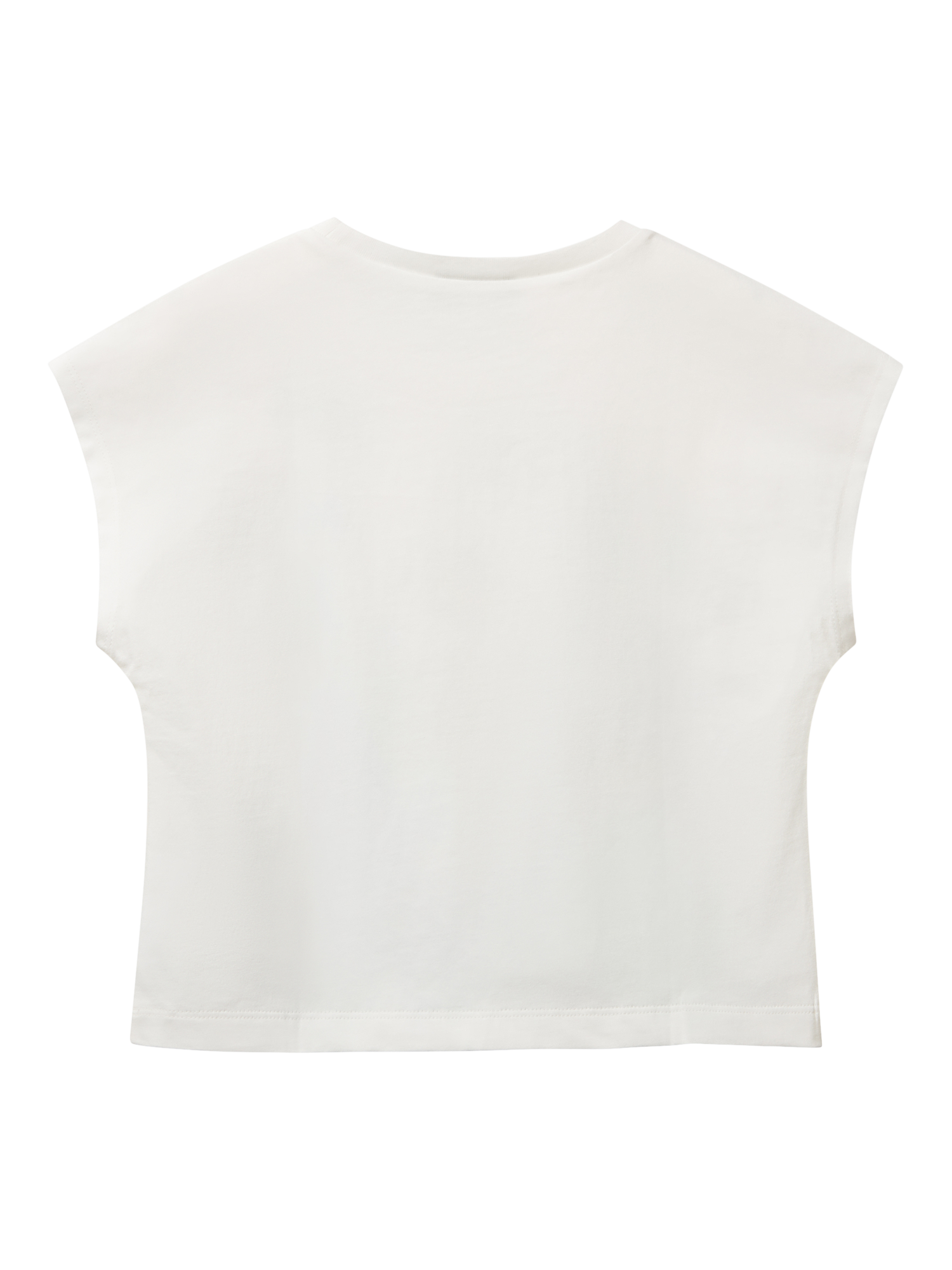 Product image 2 of 3, which shows Benetton Kids' Cotton Sequin Tropical Fish T-Shirt, Offwhite, 12-18 months
