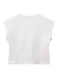 Benetton Kids' Cotton Tropical Applique Kimono T-Shirt, Optical White