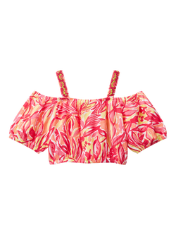 Benetton Kids' Beaded Off Shoulder Printed Top, Multicolor - view 2, Multicolor