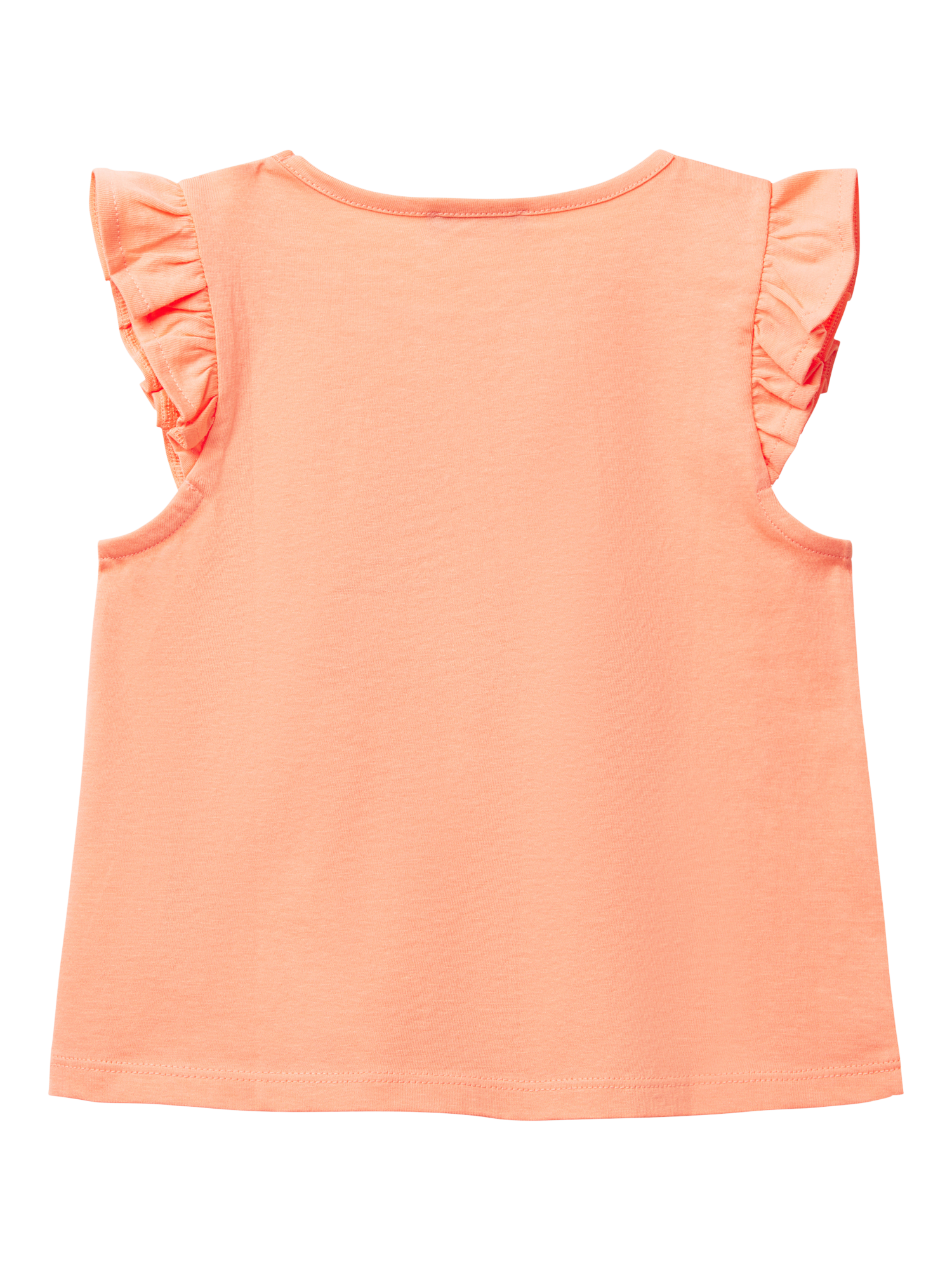 Product image 2 of 3, which shows Benetton Kids' Cotton Frill Sleeves Tassel Tank Top, Peach, 3-4 years