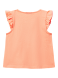 Benetton Kids' Cotton Frill Sleeves Tassel Tank Top, Peach