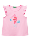 Benetton Kids' Cotton Frill Sleeve Tassel Seahorse Tank Top