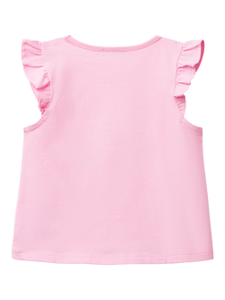 Benetton Kids' Cotton Frill Sleeve Tassel Seahorse Tank Top - view 2, Pink