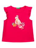 Benetton Kids' Cotton Tassel Bird Cap Sleeved Tank Top, Fuchsia