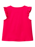 Benetton Kids' Cotton Tassel Bird Cap Sleeved Tank Top, Fuchsia