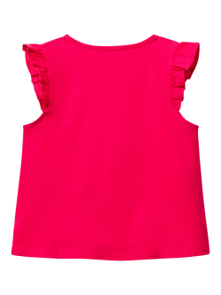 Benetton Kids' Cotton Tassel Bird Cap Sleeved Tank Top, Fuchsia - view 2, Fuchsia