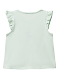 Benetton Kids' Cotton Frill Sleeve Tassel Seahorse Tank Top, Teal Green