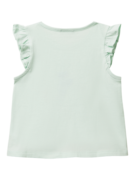 Benetton Kids' Cotton Frill Sleeve Tassel Seahorse Tank Top - view 2, Teal Green