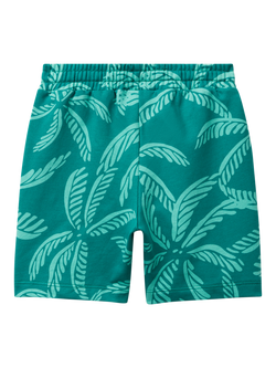 Benetton Kids' Cotton Fleece Leaf Print Shorts - view 2, Green/Multi