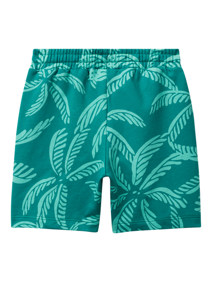 Benetton Kids' Cotton Fleece Leaf Print Shorts - view 2, Green/Multi