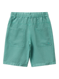 Benetton Kids' Linen Blend Drawstring Bermuda Shorts, Teal Green