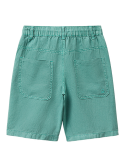 Benetton Kids' Linen Blend Drawstring Bermuda Shorts, Teal Green - view 2, Teal Green