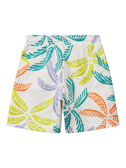Benetton Kids' Cotton Fleece Leaf Print Shorts - view 2, White/Multi