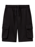 Benetton Kids' Cotton Elasticated Bermuda Shorts, Black