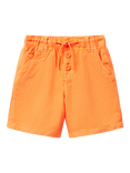 Benetton Kids' Linen Blend Drawstring Shorts, Orange