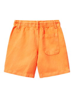 Benetton Kids' Linen Blend Drawstring Shorts, Orange - view 2, Orange