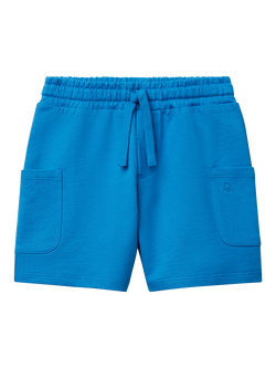 Benetton Kids' Cotton Drawstring Cargo Shorts, Blue