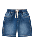 Benetton Kids' Denim Drawstring Shorts, Dark Blue Denim