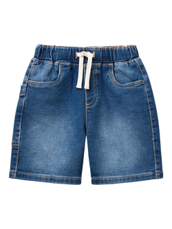 Benetton Kids' Denim Drawstring Shorts, Dark Blue Denim, Dark Blue Denim