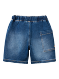 Benetton Kids' Denim Drawstring Shorts, Dark Blue Denim