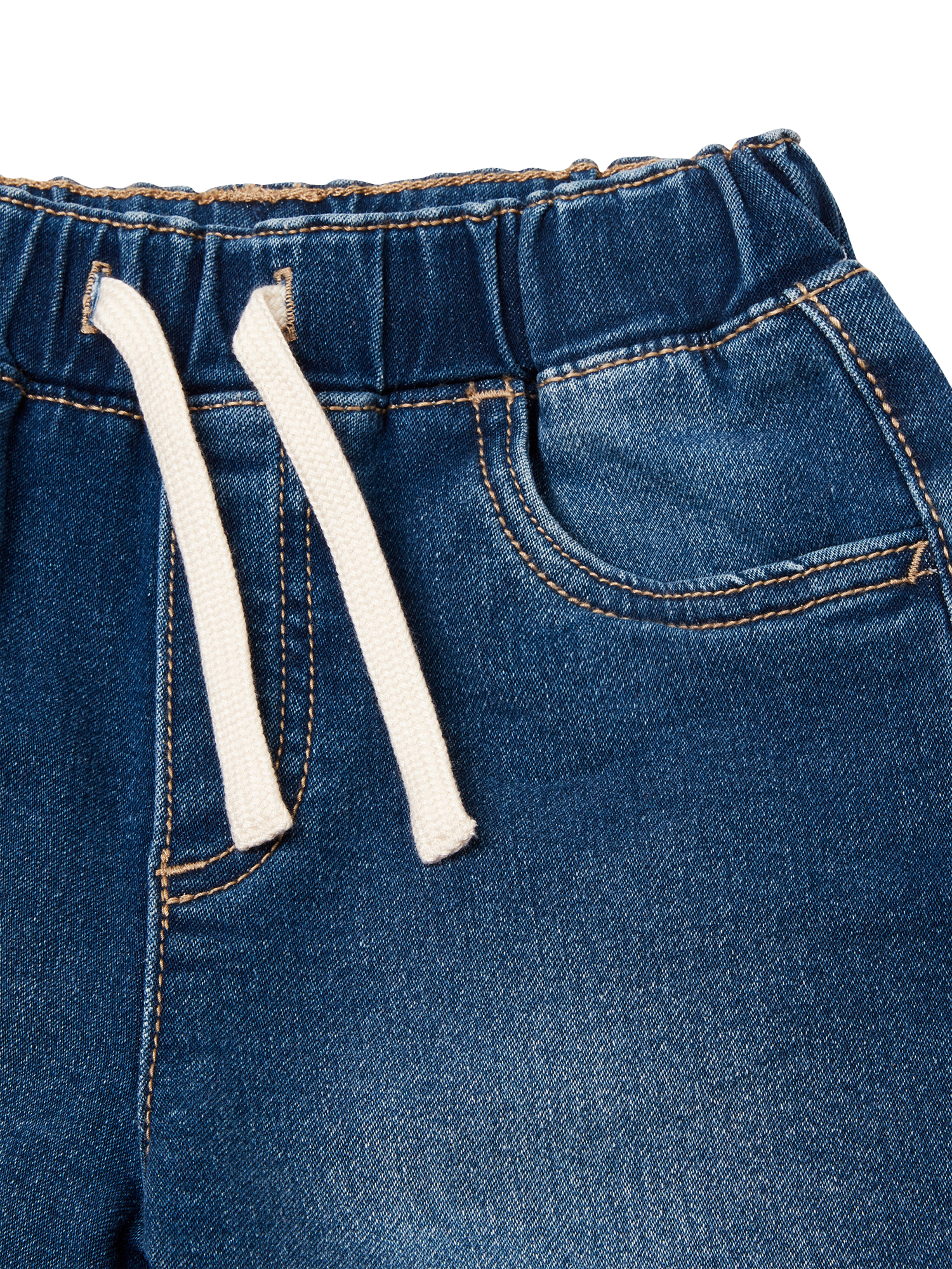 Product image 3 of 3, which shows Benetton Kids' Denim Drawstring Shorts, Dark Blue Denim, 3-4 years