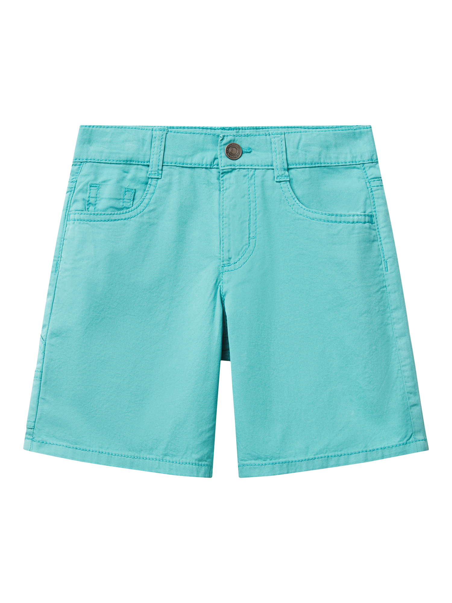 Product image 1 of 3, which shows Benetton Kids' Cotton Five Pocket Shorts, Teal Green, 3-4 years