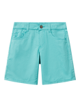 Benetton Kids' Cotton Five Pocket Shorts, Teal Green
