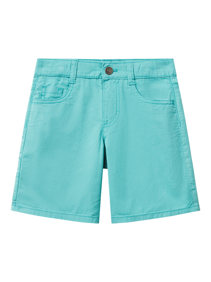 Benetton Kids' Cotton Five Pocket Shorts, Teal Green, Teal Green