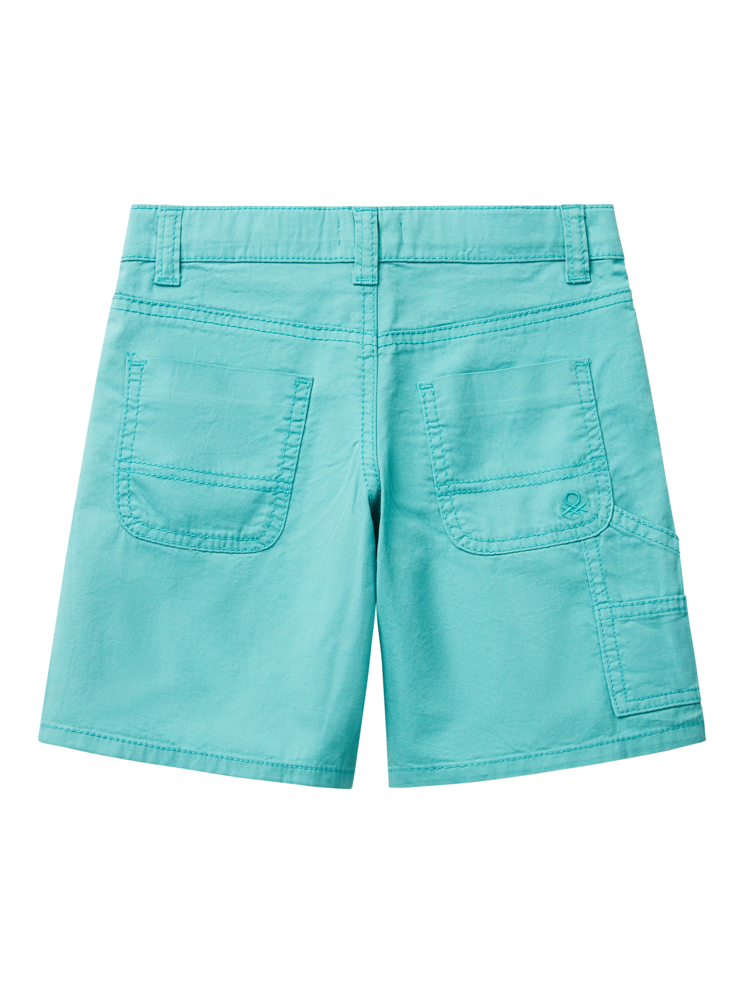 Product image 2 of 3, which shows Benetton Kids' Cotton Five Pocket Shorts, Teal Green, 3-4 years