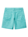 Benetton Kids' Cotton Five Pocket Shorts, Teal Green