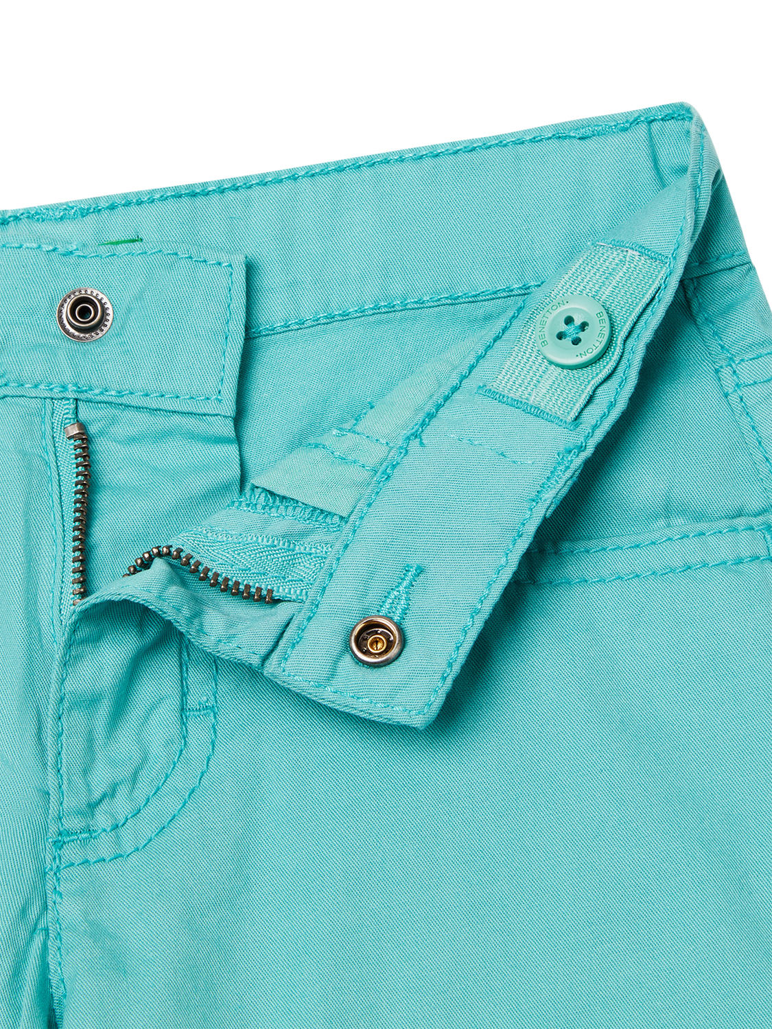 Product image 3 of 3, which shows Benetton Kids' Cotton Five Pocket Shorts, Teal Green, 3-4 years