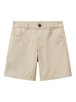 Benetton Kids' Cotton Straight Shorts, Beige