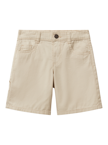 Benetton Kids' Cotton Straight Shorts, Beige