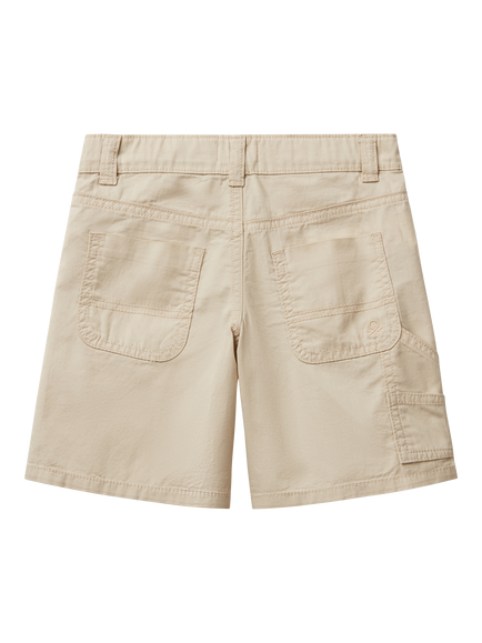Benetton Kids' Cotton Straight Shorts - view 2, Beige
