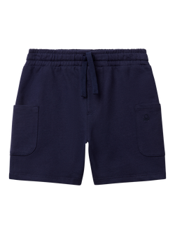 Benetton Kids' Cotton Drawstring Cargo Shorts, Night Blue