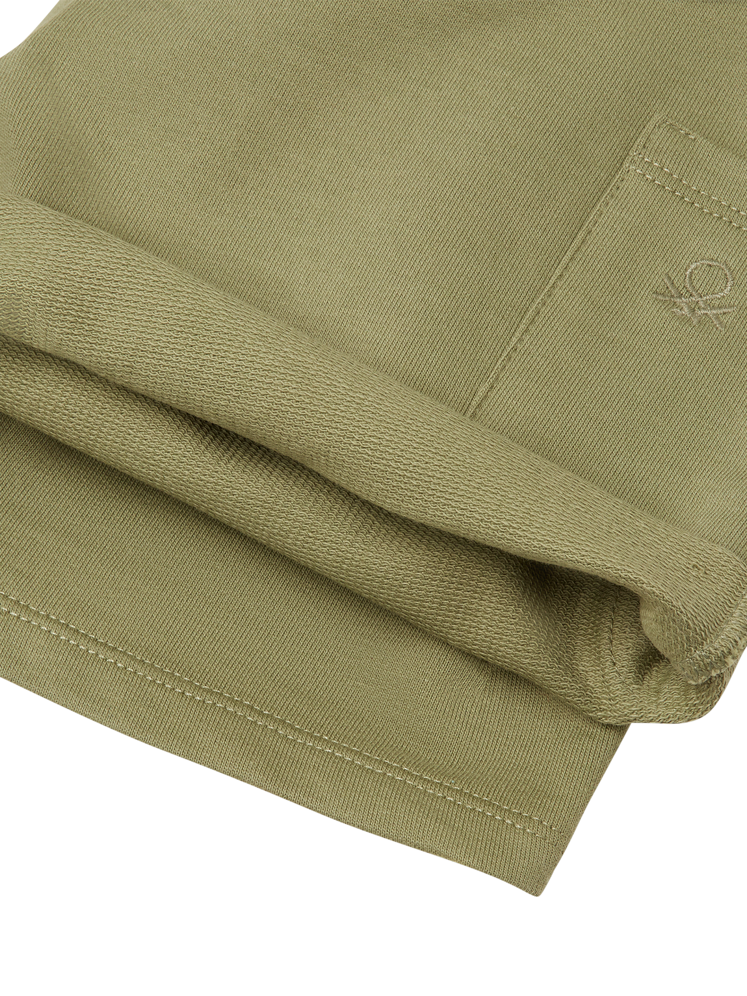 Product image 3 of 3, which shows Benetton Kids' Cotton Drawstring Cargo Shorts, Olive Green, 18-24 months