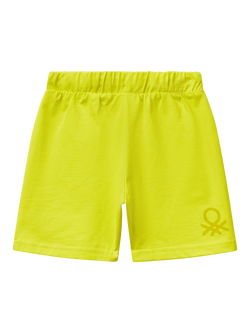 Benetton Kids' Cotton Drawstring Shorts - view 2, Lime