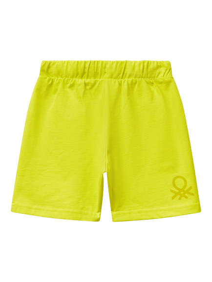 Benetton Kids' Cotton Drawstring Shorts - view 2, Lime