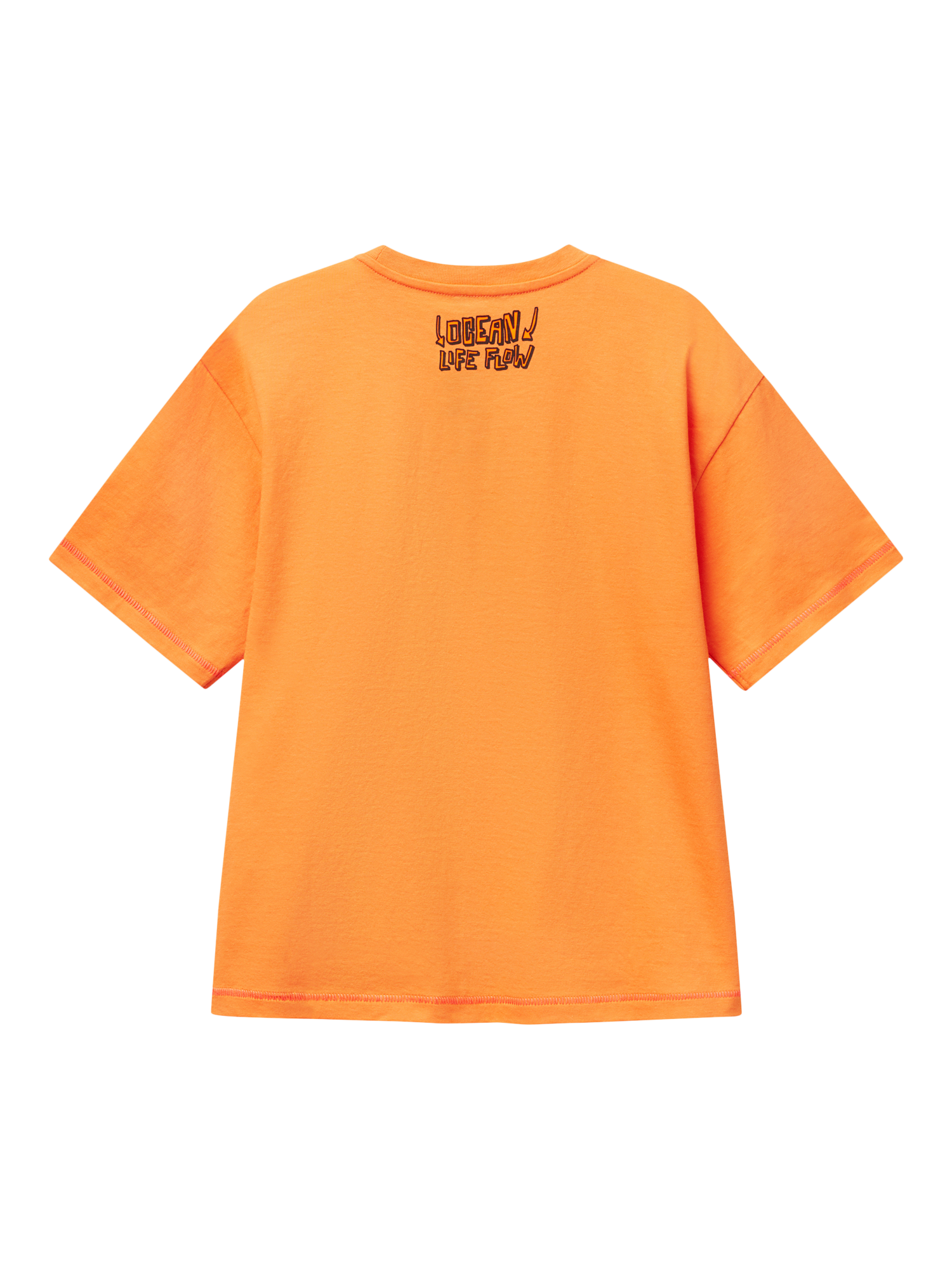 Product image 2 of 3, which shows Benetton Kids' Cotton Crew Neck Graphic Print T-Shirt, Apricot, 6-7 years